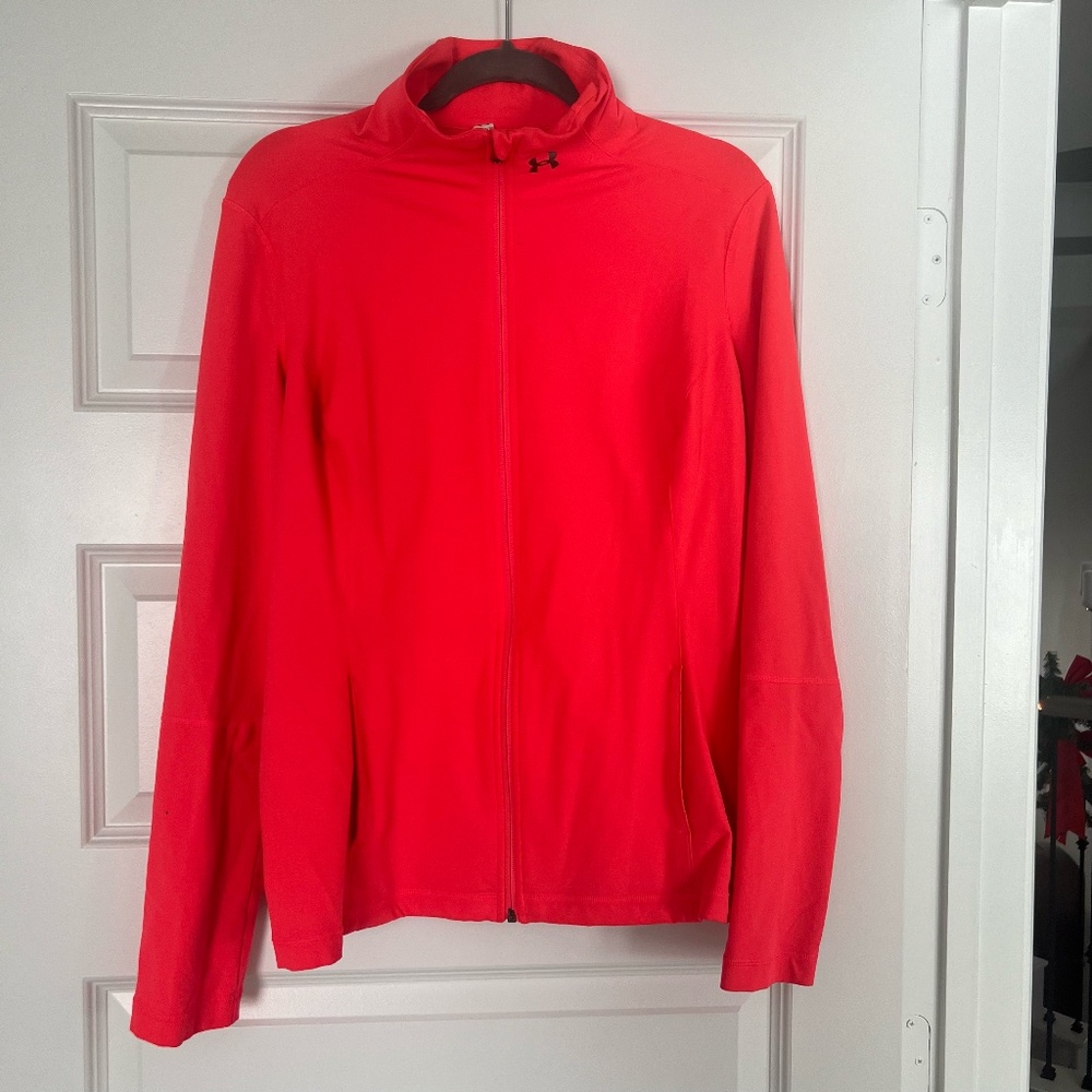 Under Armour Hot Neon Pink Long Sleeve Full Zip Fitted All Season Jacket